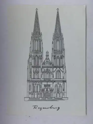 Alte AK Regensburg Dom Zeichnung [aO1706]