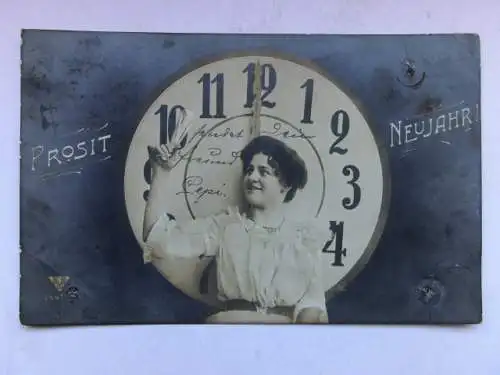 Alte AK Grußkarte Neujahr (m. 3 Löchlein) [R472]