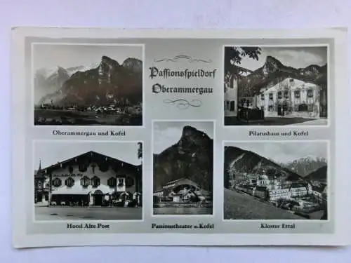 Alte AK Oberammergau Mehrbildkarte 1956 [R510]