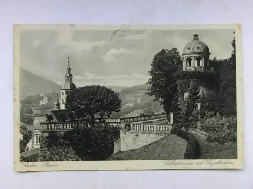 Alte AK Baden-Baden Schloßterrasse 1929 [R523]