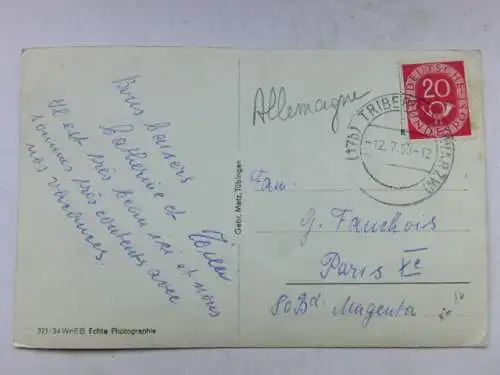 Alte AK Triberger Wasserfall Schwarzwald 1953 [R547]