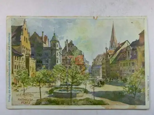 Alte AK Kempten Rathausplatz (am Rand beschädigt) [R566]