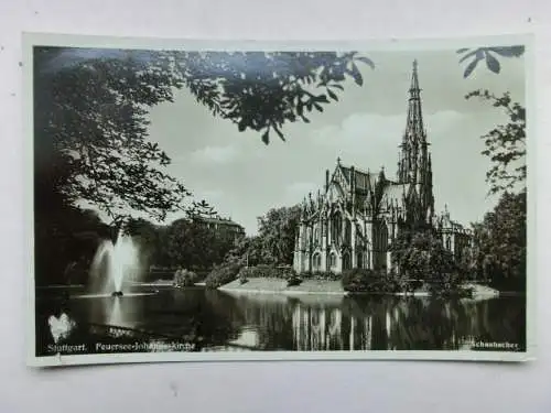Alte AK Stuttgart Feuersee Johanneskirche 1939 [R605]
