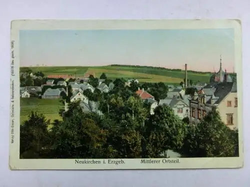 Alte AK Neukirchen Erzgebirge (m. col. Fenstern) [R446]
