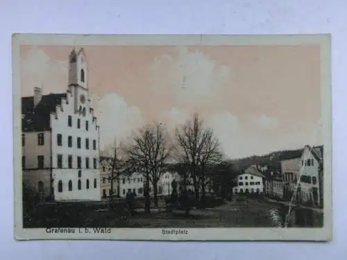 Alte AK Grafenau Stadtplatz (m. Knick) 1944 [R459]