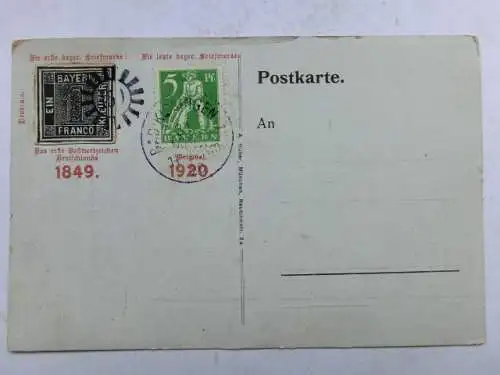 Alte AK Bad Kissingen Briefmarken faksm. Schwarzer Einser 1849 1920 [R470]