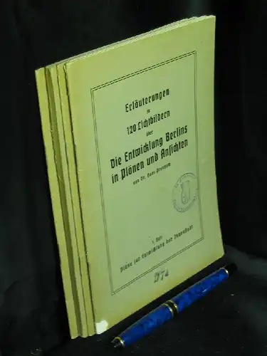 Grantzow, Hans: Erläuterungen zu 120 Lichtbildern über Die Entwicklung Berlins in Plänen und Ansichten. (4 von 5 Hefte) - Heft 1: Pläne zur Entwicklung der Innenstadt. Heft 2: Gesamtansichten der Stadt. Heft 3: Einzelbilder aus der Entwicklung der Inne...