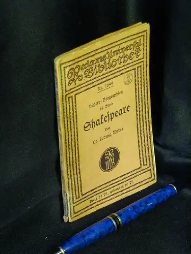 Weber, Ludwig: Dichter-Biographien. 18 Band: Shakespeare. - aus der Reihe: Reclams Universal-Bibliothek - Band: 5699 LAGERRÄUMUNG. 