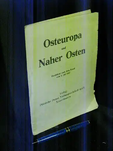[Landkarte]: Osteuropa und Naher Osten - Gezeichnet nach dem Stand vom 1. Juli 1942 -  LAGERRÄUMUNG. 