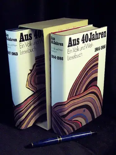 Böttcher, Gerhard sowie Dietrich Simon (Herausgeber): Aus 40 Jahren - Ein Volk und Welt-Lesebuch - 1 + 2 - Band 1: 1947-1963. mit 41 Autorenfotos. + Band 2: 1964-1986. mit 45 Autorenfotos. -  LAGERRÄUMUNG. 