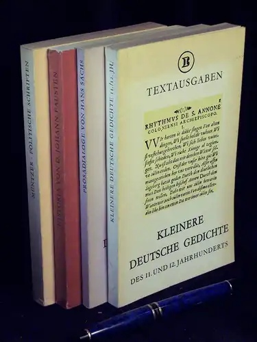 BI Bibliographisches Institut Textausgaben   Historia von D. Johann Fausten. Neudruck des Faustbuches von 1587 + Kleinere deutsche Gedichte des 11. und 12. Jahrhhunderts.. 