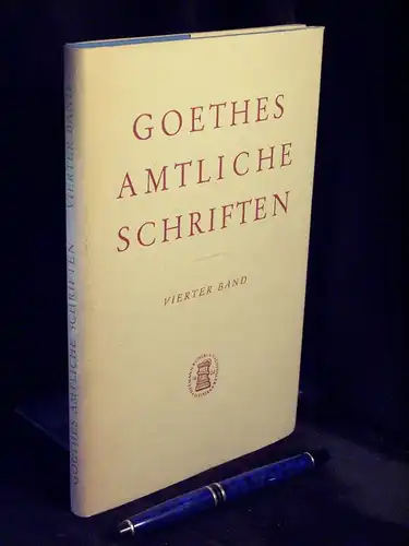 Dahl, Helma (Bearbeitung): Goethes amtliche Schriften - Vierter Band: Register - Goethes Tätigleit im geheimen Consilium -  LAGERRÄUMUNG. 