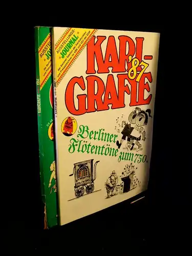 Purwin, Achim (Redaktion): (Sammlung) Karigrafie  '84 + '87 (2 Hefte Ausstellungs-Journal) - Heiter bis bedenklich + Berliner Flötentöne zum 750. -  LAGERRÄUMUNG. 