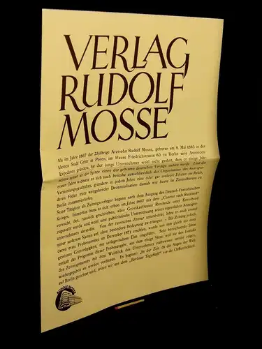 Verlag Rudolf Mosse - aus der Reihe: Berlin Edition -  LAGERRÄUMUNG. 