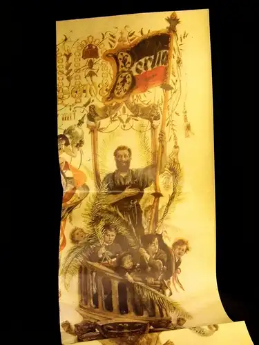 Menzel, Adolph: Ehrenbürgerbrief der Stadt Berlin für den Fürsten Bismarck vom 27. März 1871 - Aquarell- und Gouachemalerei von Adolph Menzel im Besitz der Fürstin...