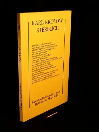 Krolow, Karl: Sterblich - Gedichte. 