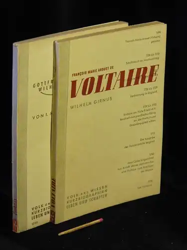 (Sammlung) 2x Kurzbiographien: Voltaire. Leibniz. - aus der Reihe: Volk und Wissen Kurzbiographien Leben und Schaffen. 