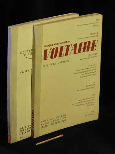 (Sammlung) 2x Kurzbiographien: Voltaire. Leibniz. - aus der Reihe: Volk und Wissen Kurzbiographien Leben und Schaffen -  LAGERRÄUMUNG. 