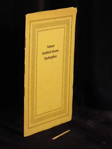 Seume, Johann Gottfried: Apokryphen - aus der Reihe: Flugschriften - Band: 6 LAGERRÄUMUNG. 