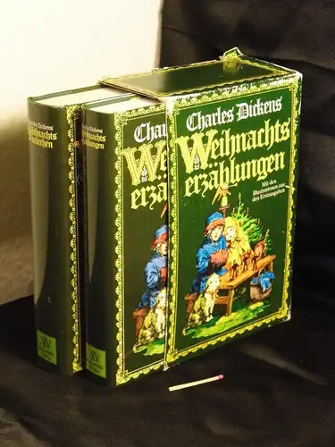 Dickens, Charles: Weihnachtserzählungen + Weihnachtsmärchen (2 Bücher im Schuber) - mit den Illustrationen zu den Erstausgaben. 