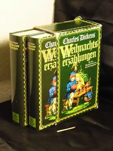 Dickens, Charles: Weihnachtserzählungen + Weihnachtsmärchen (2 Bücher im Schuber) - mit den Illustrationen zu den Erstausgaben -  LAGERRÄUMUNG. 