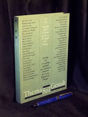 Berger, Friedemann (Katalog): Thema Stil Gestalt 1917-1932 - 15 Jahre Literatur und Kunst im Spiegel eines Verlages. Katalog zur Ausstellung anläßlich des 75jährigen Bestehens des Gustav Kiepenheuer Verlages. 