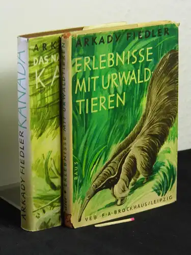 Arkady Fiedler: Erlebnisse mit Urwaldtieren + Das nach Harz duftende Kanada (2 Bücher) - mit 23 Illustrationen nach Zeichnungen von Michael Lissmann -  LAGERRÄUMUNG. 