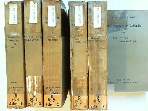 Schrempf, Christoph: Christoph Schrempf - Gesammelte Werke Band 1 bis 6: Für die Kirche, wider die Kirche; Noch im Banne der Kirche; Noch im Banne der Moral; Über den Rubikon; Auseinandersetzungen I, Kant / Lessing; Auseinandersetzungen II, Goethe. 