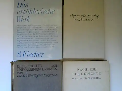 Hofmannsthal, Hugo von: Hugo von Hofmannsthal - vier Bücher zusammen: 1) Carl J. Burckhardt. Briefwechsel; 2) Nachlese der Gedichte; 3) Das erzählerische Werk; 4) Die Gedichte und kleinen Dramen.