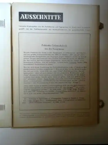 Bundesministerium für gesamtdeutsche Fragen (Hg.): Ausschnitte. Politische Gebrauchslyrik aus der Sowjetzone. Faksimile-Wiedergaben aus der Fachliteratur und Tagespresse der Sowjetzone. 