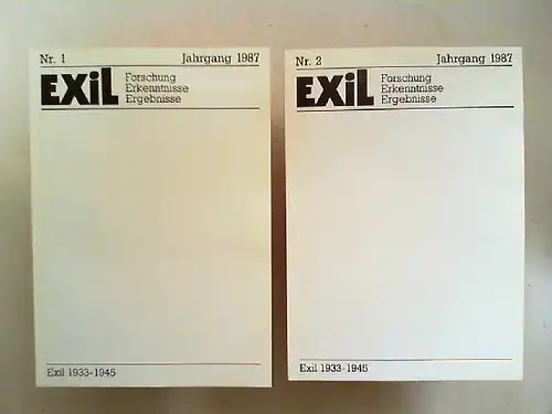 Koch, Joachim H. und Edita Koch (Hg.): Exil 1933 - 1945. Forschung, Erkenntnisse, Ergebnisse - VII. Jahrgang 1987 vollständig in zwei Heften zusammen. 