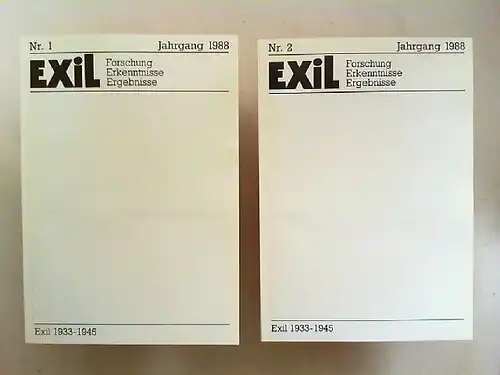 Koch, Joachim H. und Edita Koch (Hg.): Exil 1933 - 1945. Forschung, Erkenntnisse, Ergebnisse - VIII. Jahrgang 1988 vollständig in zwei Heften zusammen. 