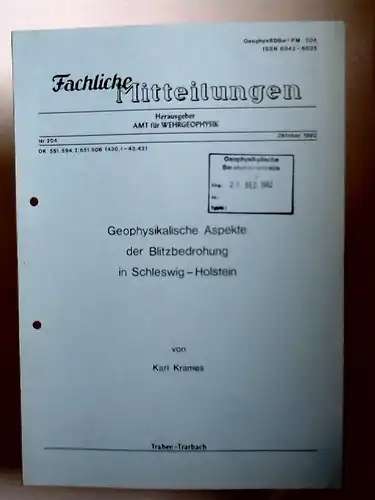 Krames, Karl: Geophysikalische Aspekte der Blitzbedrohung in Schleswig-Holstein. 
