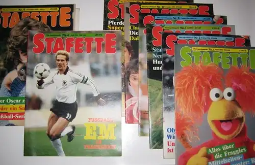 Johann Michael Sailer Verlag (Hrsg.): Konvolut von acht Ausgaben der " Stafette - Das Jugendmagazin ". Nummer 1, 2, 3, 6, 7, 8, 9, 11 (Januar, Februar, März, Juni, Juli, August, September, November) 1984. 