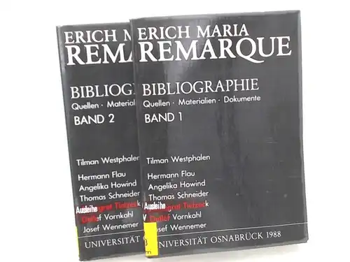 Westphalen, Tilman (Hg.): 2 Bücher zusammen - Erich Maria Remarque Bibliographie. Quellen, Materialien, Dokumente. Band 1 und Band 2. 