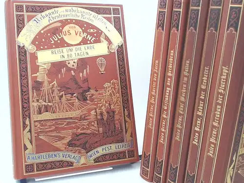 Verne, Jules (Julius): Bekannte und unbekannte Welten. Abenteuerliche Reisen von Julius Verne - sechs Bände zusammen: 1) Reise um die Erde in 80 Tagen; 2)...