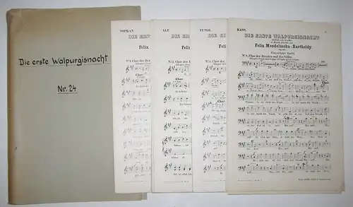 Mendelssohn-Bartholdy, Felix und Johann Wolfgang von Goethe: Private Sammelmappe: Die erste Walpurgisnacht. Ballade von Goethe. In Musik gesetzt von Felix Mendelssohn-Bartholdy. Op.60. Je 8 Ausgaben für Sopran und Alt, je 6 für Tenor und Bass. 