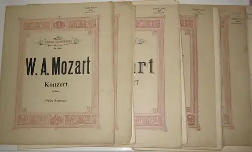 Mozart, Wolfgang Amadeus: 6 Bände: Sonate. D dur für zwei Pianoforte zu vier Händen. / Konzert B dur. Mit unterlegtem 2 Pianoforte und Fingersatz. / Konzert für zwei Klaviere. Es dur. / Konzert F-dur für 2 Klaviere. / 2 x Konzert C-dur. 
