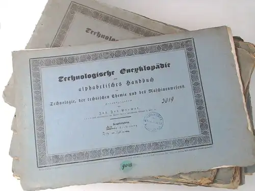 Prechtl, Johann Joseph von (Hg.): Technologische Encyklopädie oder alphabetisches Handbuch der Technologie, der technischen Chemie und des Maschinenwesens. 