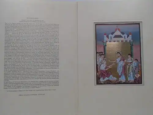 Die Fusswaschung. Evangeliar Kaiser Ottos III., Reichenau um 1000. München, Bayerische Staatsbibliothek, Clm 4453, fol. 237. Ein Faksimileblatt unter Passepartout in Mappe mit einer Seite...