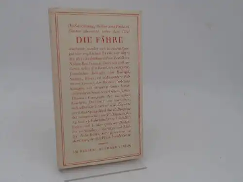 Die Fähre. Englische Lyrik in fünf Jahrhunderten. Übersetzt von Richard Flatter. 
