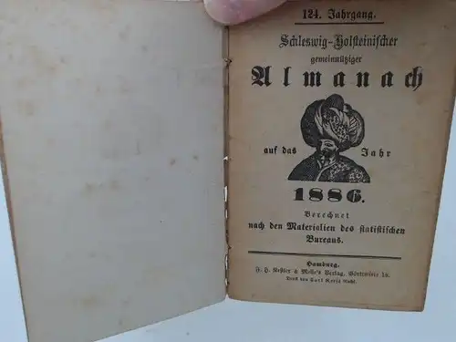 Schleswig-Holsteinischer gemeinnütziger Almanach auf das Jahr 1886. Berechnet nach den Materialien des statistischen Bureaus [Büros]. 