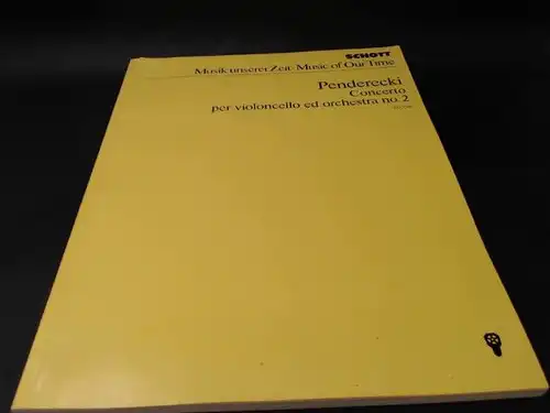 Penderecki, Krzysztof: Krzystof Penderecki: Concerto per violoncello ed orchestra No.2 (1982). Auftragswerk des Berliner Philarmonischen Orchesters zu seinem 100jährigen Bestehen. Uraufführung: 11.Januar 1983 in Berlin. 