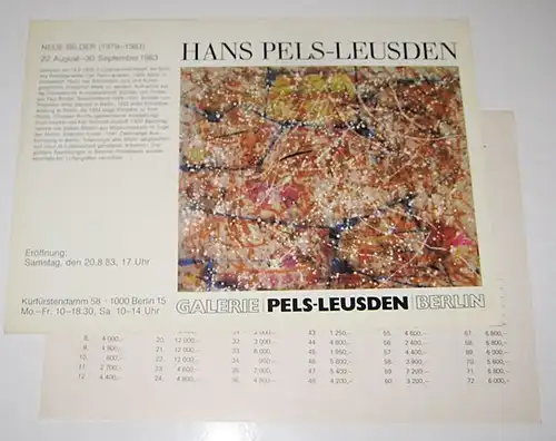 Pels-Leusden, Hans: Galerie Pels-Leusden, Berlin. Neue Bilder (1979 - 1983). (Vom Künstler signiert). 22. August - 30. September 1983. 