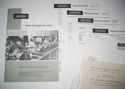 Grundig Werke GmbH (Hrsg.): Grundig   Diverse Service Informationen aus dem Jahr 1968 / 1969. Farb Fernseh Service T 902a, S 902a, Triumph 22a.. 