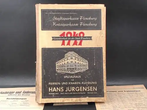 Einwohnerbuchverlag J. B. Meyer, Flensburg (Hg.): Einwohnerbuch für die Stadt Flensburg 1949. 63. Jahrgang. Zusammengestellt nach den amtlichen Unterlagen der Personenstands-Aufnahme vom 10. Oktober 1948. 