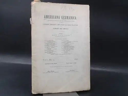 Learned, Marion Dexter (Ed.): Americana Germanica. Vol. I, No. 3. 1897. 