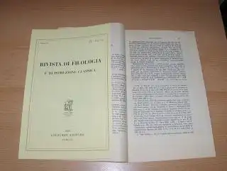 Nonno, Mario de: 2 TITELN v. M. de NONNO : "DUE NOTE FESTINE" / "NUOVI APPORTI ALLA TRADIZIONE INDIRETTA DI SALLUSTIO, LUCILIO, PACUVIO E ENNIO" beides aus RIVISTA DI FILOLOGIA E DI ISTRUZIONE CLASSICA. Vol. 120 u. Vol. 121, S. 174-183 + 2 Tafeln mit 3 Ab