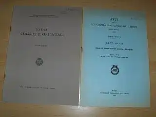 Guerrini, Roberto: 2 TITELN v. R. GUERRINI : "I `FRAMMENTI` DEGLI ERACLIDI DI EURIPIDE" aus STUDI CLASSICI E ORIENTALI Vol. XIX-XX S.13-31 mit etwas priv.-Anmerkungen b. Libreria Goliardica Ed. in Pisa, 1970-1971 / "VOS CORYLI TESTES. STRUTTURA E CANTO NE