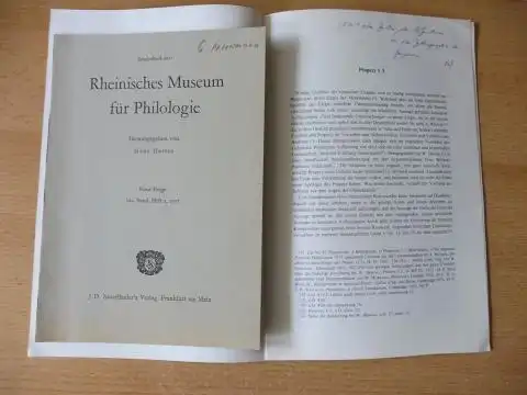 Petersmann *, Gerhard: 2 TITELN v. G. PETERSMANN : "DIE ROLLE DER POLYXENA IN DEN TROERINNEN DES EURIPIDES" S. 146-158 aus Rheinisches Museum für Philologie...